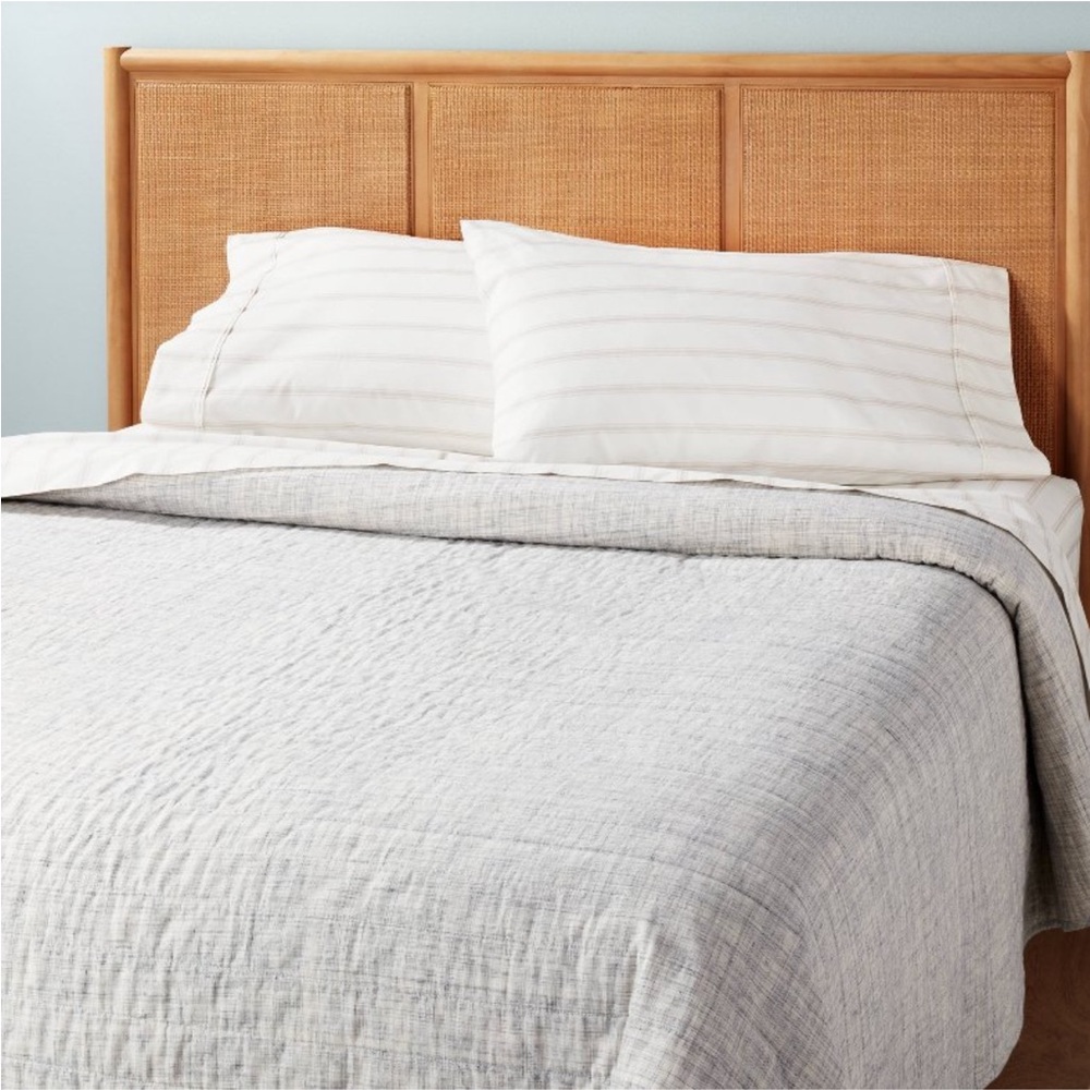 NWT King Channel Stitch Heathered Quilt Faded Blue - Hearth & Hand - Picture 3 of 6